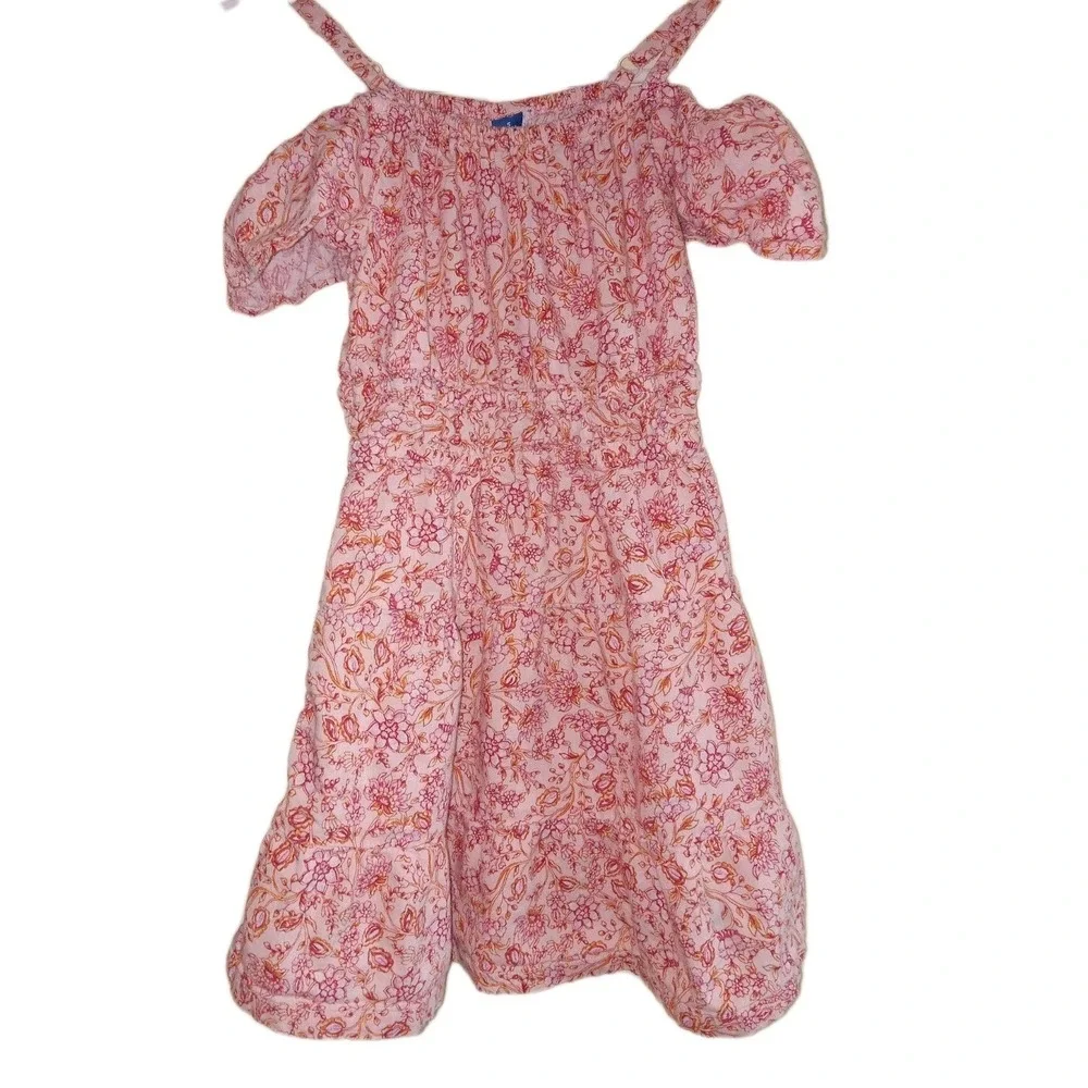 Old Navy Floral Tiered Dress‎ Kids Sz S 6/7 Cold Shoulder Fairycore Prairie Boho
